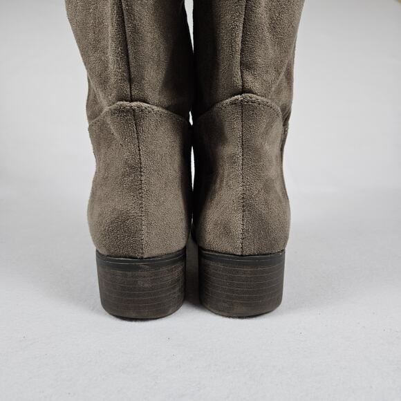 Target Knee High Boots Womens 7 Brown Faux Suede Stretch Block Heel Western Soft - Picture 7 of 15